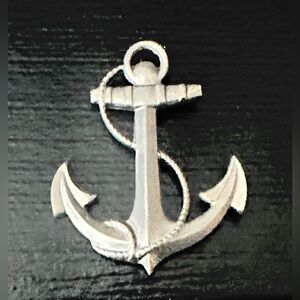 Silver-Toned Metal Anchor Brooch